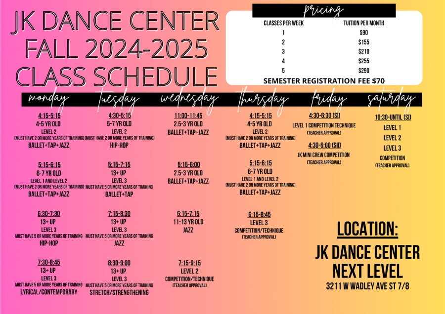 JK Dance Next Level Schedule